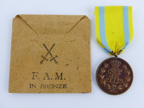 Saksen, F.A. medaille in brons + zakje