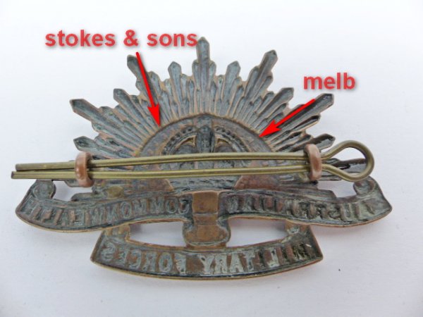 GB/AUS Slouch hat badge en collar badges, "Stokes and Sons, Melb." - Afbeelding 3